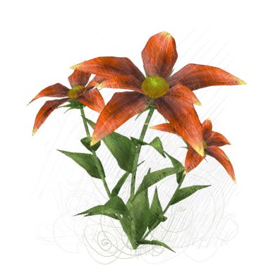 Beyaz arka planda izole dağınık grungy çiçekler