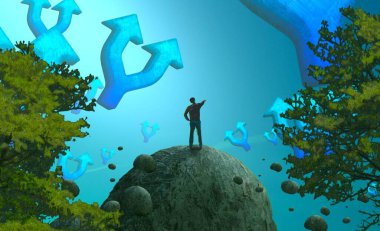 mavi gökyüzünde noel ağacı