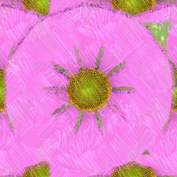 Dessin Floral Dans Style Désordonné Fond Grunge — Photo