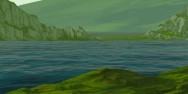 yeşil gökyüzü ile güzel tropikal manzara