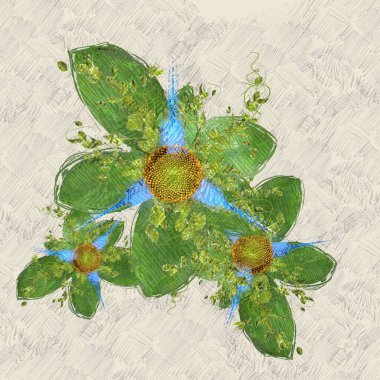 Beyaz arkaplanda suluboya çiçekler