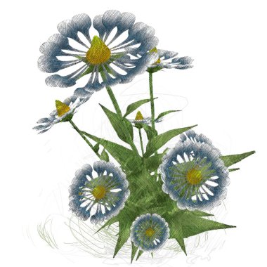 Beyaz arka planda izole dağınık grungy çiçekler