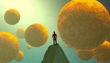 Sarı gökyüzü ile renkli arkaplan