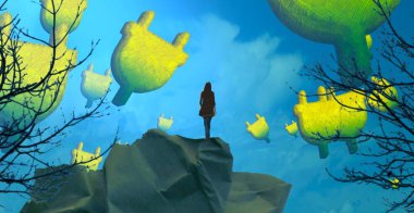 mavi arkaplanda yeşil yapraklar