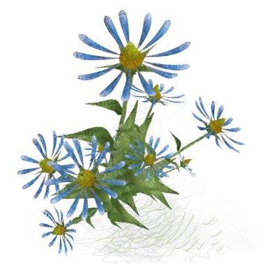 Beyaz arka planda izole dağınık grungy çiçekler