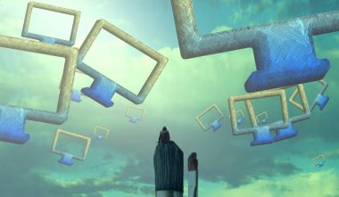 plajda çalışan adam