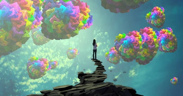 Illustration Abstract Dreamlike Motivational Image Illustration Person Being Dream Imaginary — Stock Photo, Image