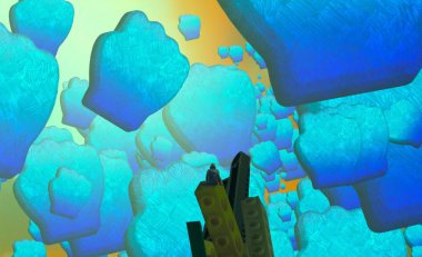 renkli ve mavi yüzme havuzu