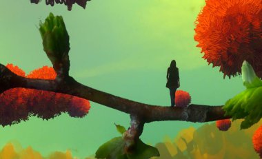 Sonbaharda güzel genç bir kadın