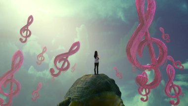 Noel ağacı arka planda