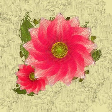 Eskipli arka planda dağınık grungy çiçekler