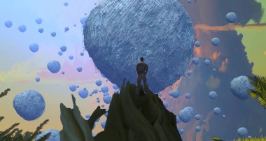 bir ağaç ile mutlu adam