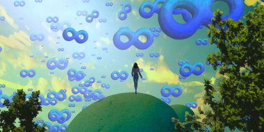 yeşil gökyüzü ile noel ağacı