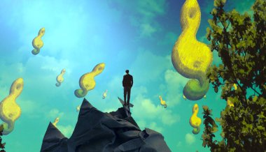 sarı bir arka plan tutan el