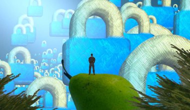 Soyut renkli arka plan, hayal gücü kavramı insan silueti.