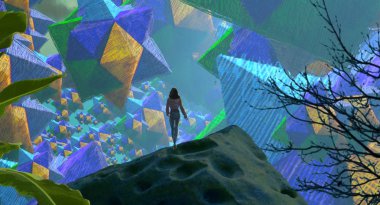 Bir ağaç ile soyut arkaplan