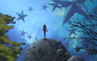 bir ağaç üzerinde oturan adam