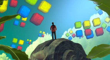 Sahadaki genç adam.