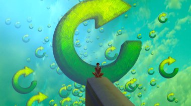 bir su üzerinde yeşil damla