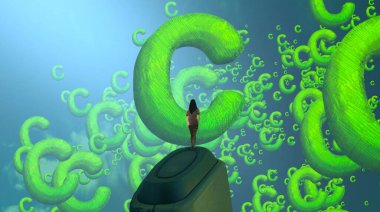 Soyut renkli arka plan, hayal gücü kavramı insan silueti.