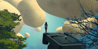 bir gökyüzü ile modern manzara