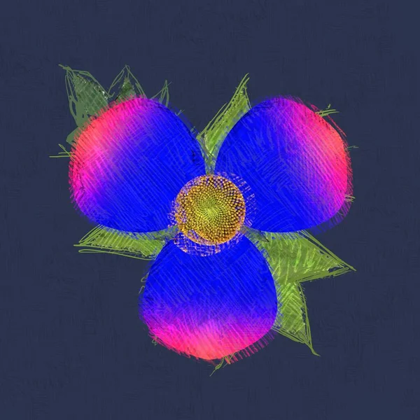 在蓝色背景上的七彩花朵 — 图库照片