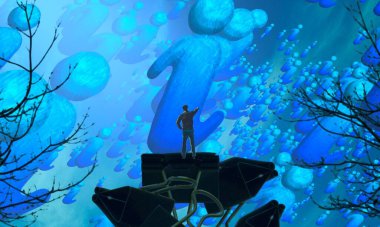 boşluk ile soyut mavi arka plan