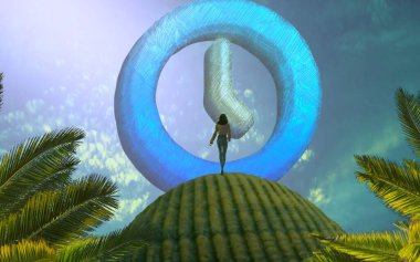 Soyut renkli arka plan, hayal gücü kavramı insan silueti.