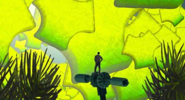 yeşil ağaç ile soyut illüstrasyon