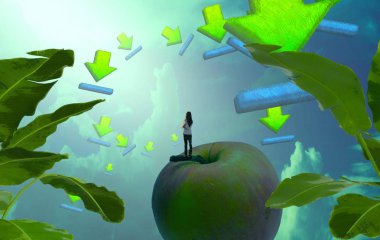 bahçede güzel elma