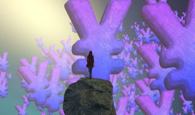 Soyut renkli arka plan, hayal gücü kavramı insan silueti.