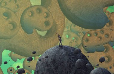 bir balık ile karikatür arka plan