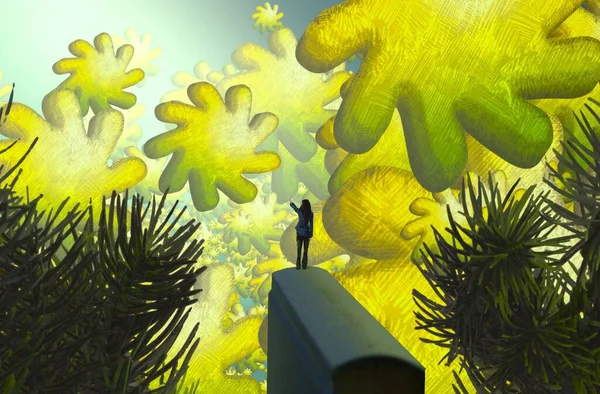 Gelbe Blumen Auf Dem Grünen Hintergrund — Stockfoto