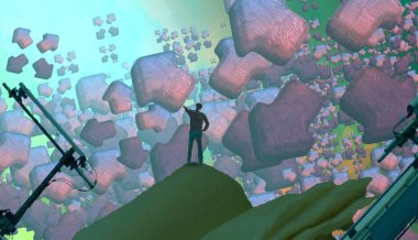 bir ağaç ile çalışan kadın