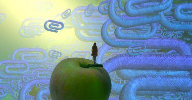 Arka planda taze elma