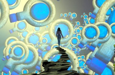 boşluk ile soyut mavi arka plan