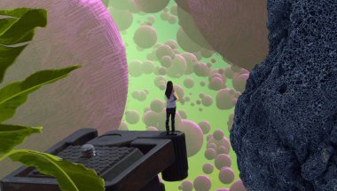 bir ağaç üzerinde oturan kadın