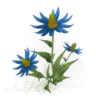 Beyaz arka planda izole dağınık grungy çiçekler