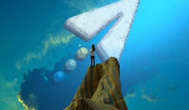 adam mavi gökyüzü arka plan üzerinde