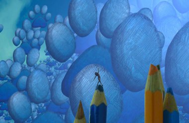 paskalya yumurtaları ve mavi gökyüzü