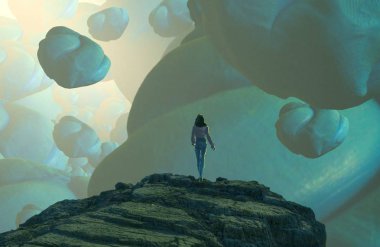 Sahilde oturan adam.