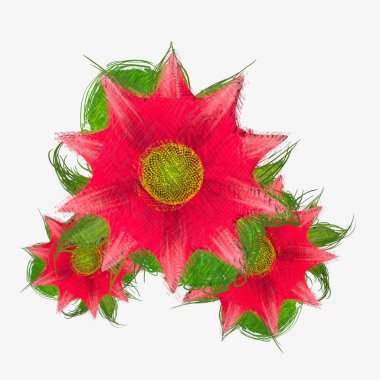 Beyaz arkaplanda kırmızı yapraklar izole