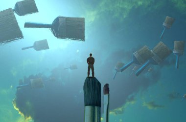 plajda çalışan iş adamı