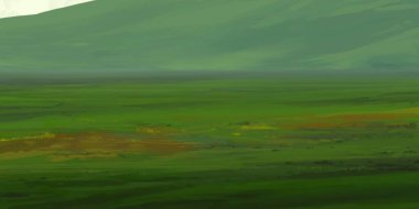 yeşil gökyüzü ve bulutlar ile manzara