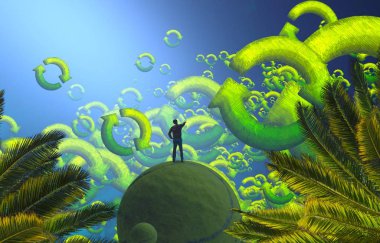 beautiful tropical background with green sky