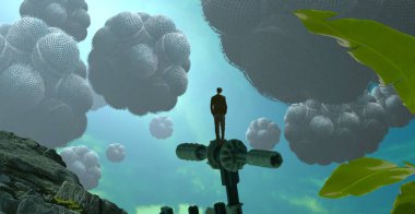 yeşil gökyüzü ile soyut arka plan