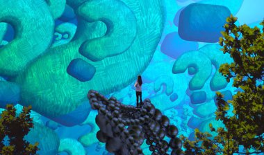 Soyut renkli arka plan, hayal gücü kavramı insan silueti.