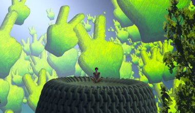 Bahçedeki yeşil kaktüs.