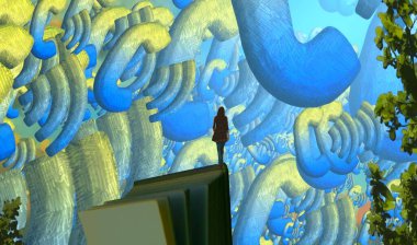 alan ile renkli mavi arka plan