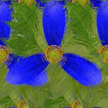 mavi bir arka plan üzerinde renkli çiçekler